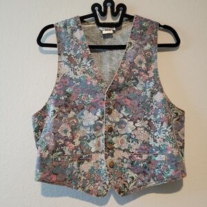 Zena Floral Multicolor Vest Size 18 Bust Fit 12-16